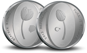 5 euro herdenkingsmunt handelsbetrekkingen met Turkije Tulpenvijfje 2012